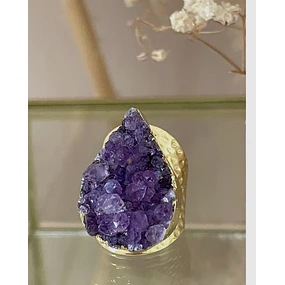 Anillo Maxi Amatista Drusa Gold