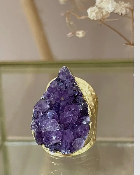Anillo Maxi Amatista Drusa Gold