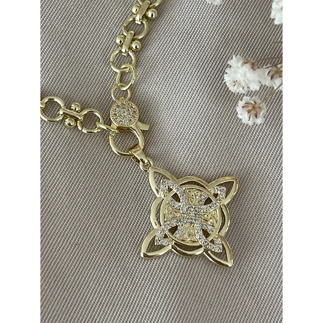 Collar Nudo de Bruja eslabones mixtos Gold