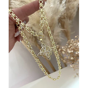 Collar Nudo de Bruja eslabones mixtos Gold
