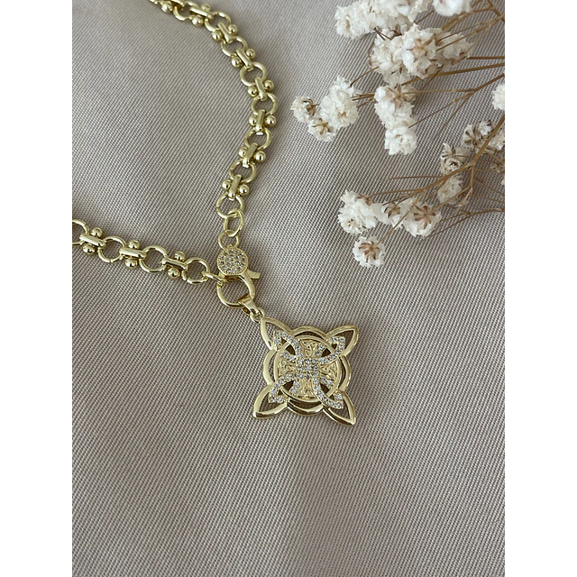 Collar Nudo de Bruja eslabones mixtos Gold