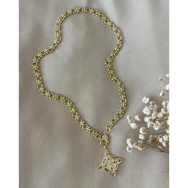 Collar Nudo de Bruja eslabones mixtos Gold