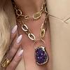 Collar XL Amatista Drusa Maxi eslabones martillados