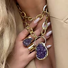 Collar XL Amatista Drusa Maxi eslabones martillados