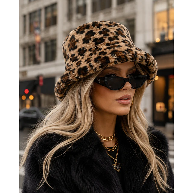 Sombrero Cozy Bucket Leo Print Dark 