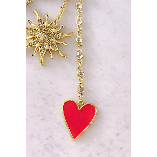 Collar Sol Corazón Pink Multidije Gold