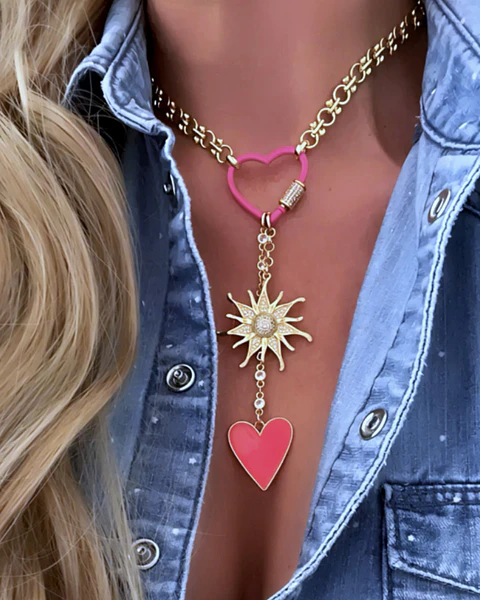 Collar Sol Corazón Pink Multidije Gold