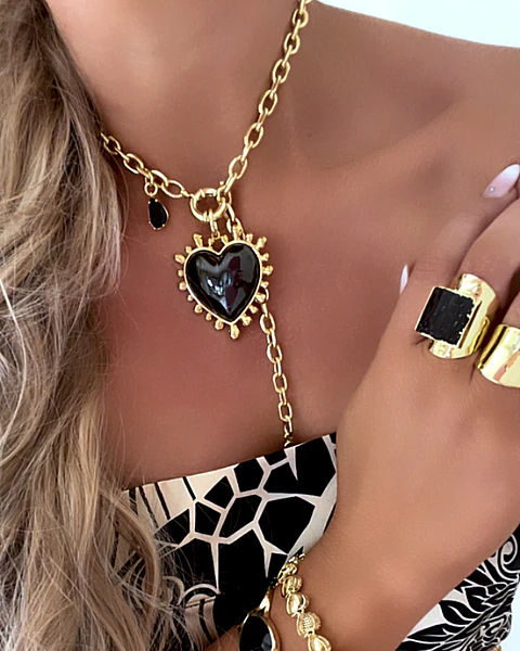 Collar Maxi Corazon Luxury Black &Gold