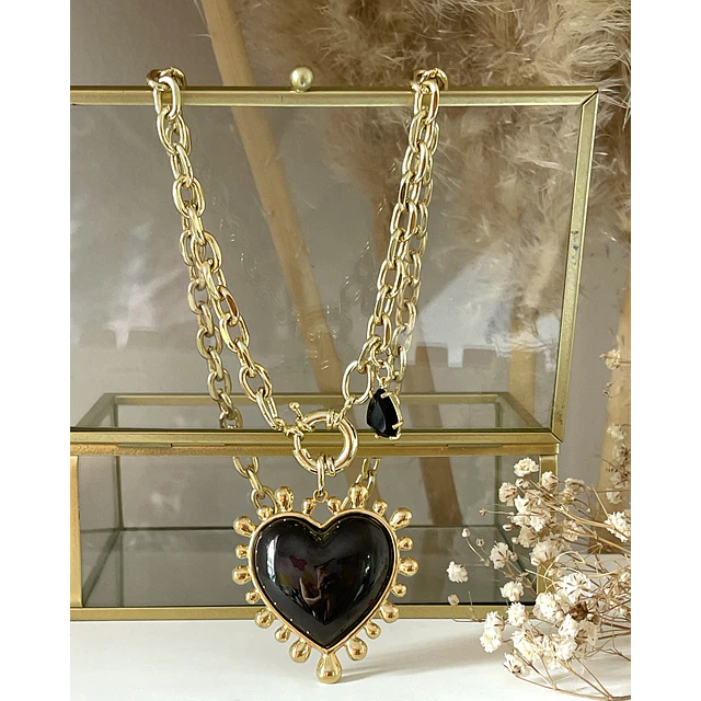 Collar Maxi Corazon Luxury Black &Gold