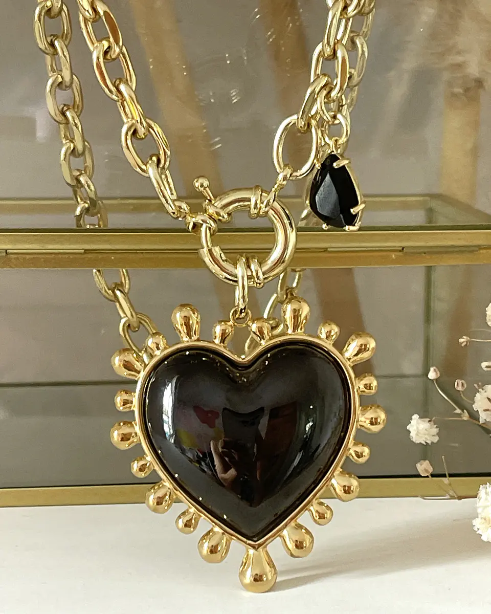 Collar Maxi Corazon Luxury Black &Gold 4