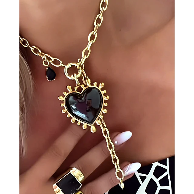 Collar Maxi Corazon Luxury Black &Gold