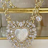 Collar maxi Corazón Virgen Nácar cristales gold