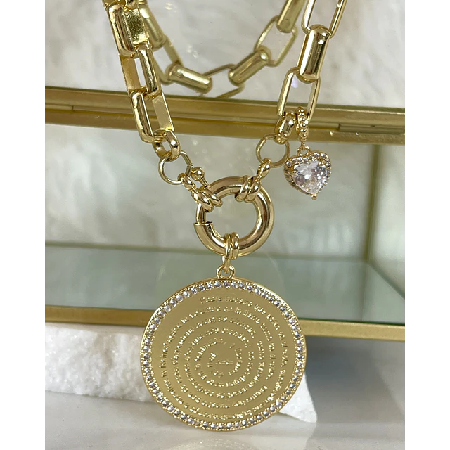 Collar Medallón Padre Nuestro Circones eslabones Gold
