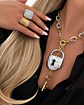 Collar Maxi Candado Llave Eslabones Silver Gold - Miniatura 1
