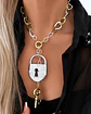 Collar Maxi Candado Llave Eslabones Silver Gold - Miniatura 3