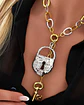 Collar Maxi Candado Llave Eslabones Silver Gold - Miniatura 5