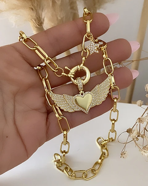 Collar Corazón Alado Circones Gold