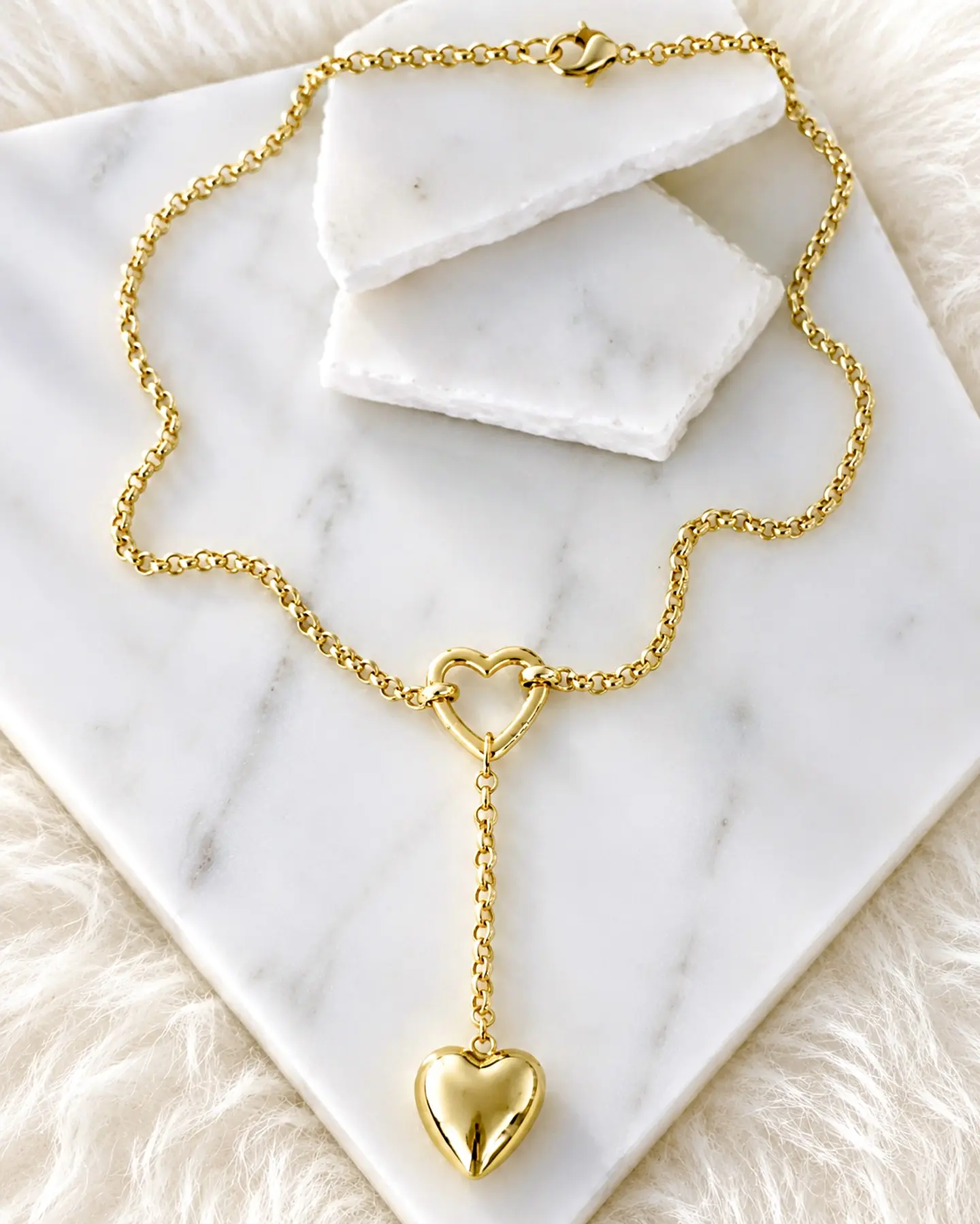 Collar Corazón Lariat con conector Gold  1