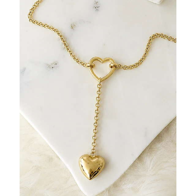 Collar Corazón Lariat con conector Gold 