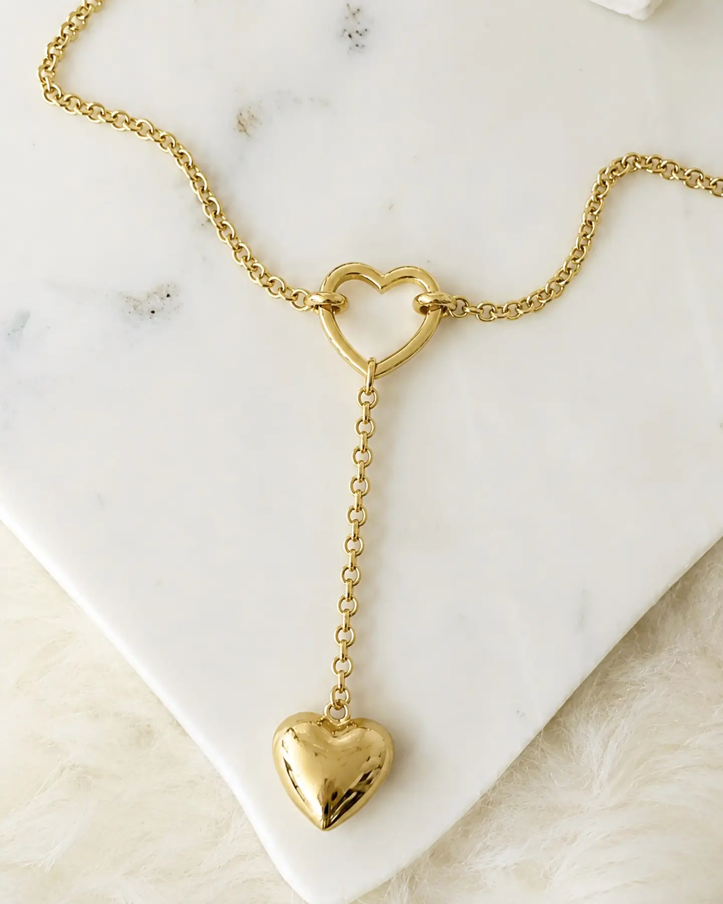 Collar Corazón Lariat con conector Gold  3