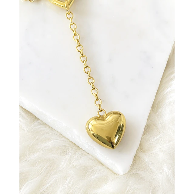 Collar Corazón Lariat con conector Gold 