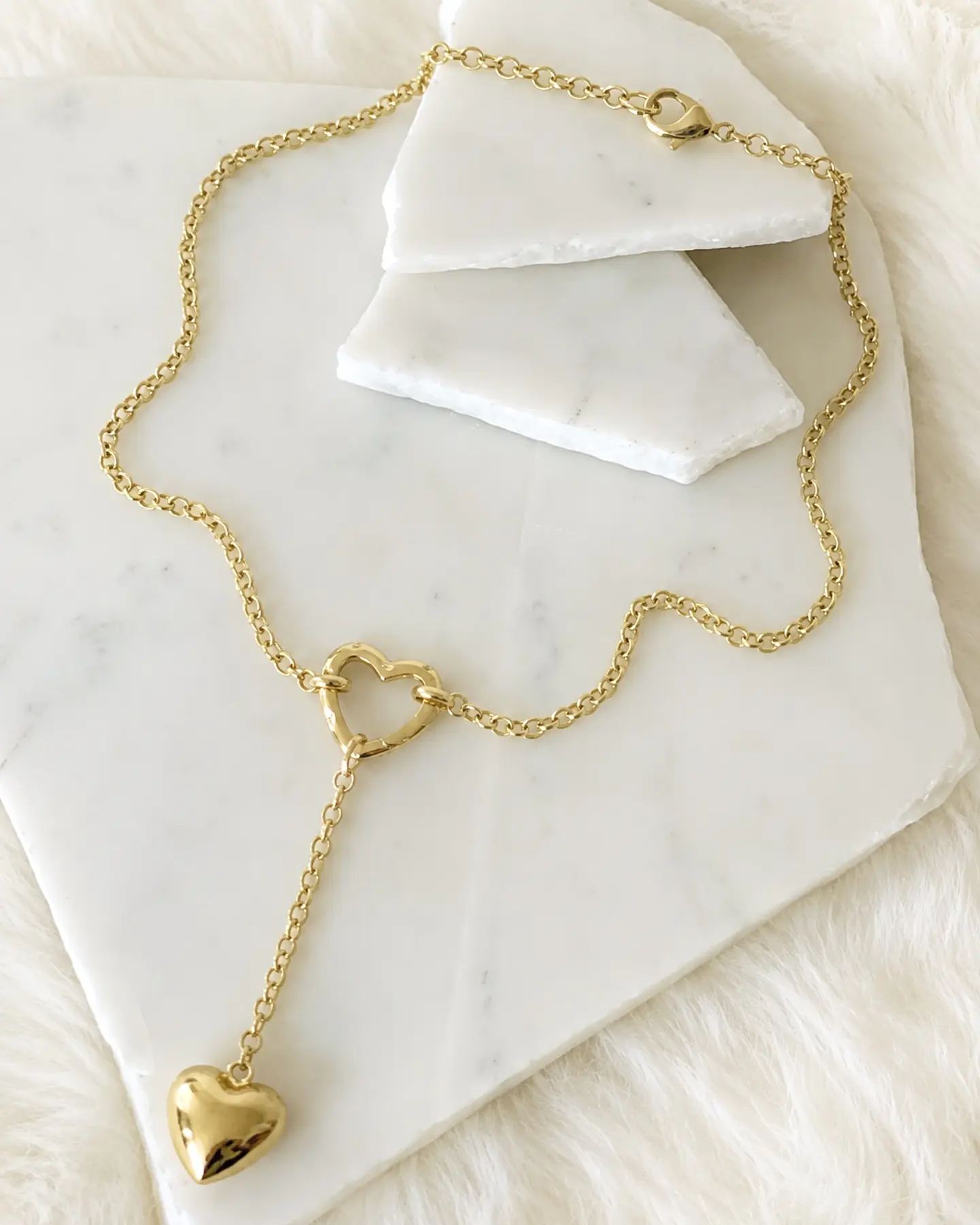 Collar Corazón Lariat con conector Gold  5