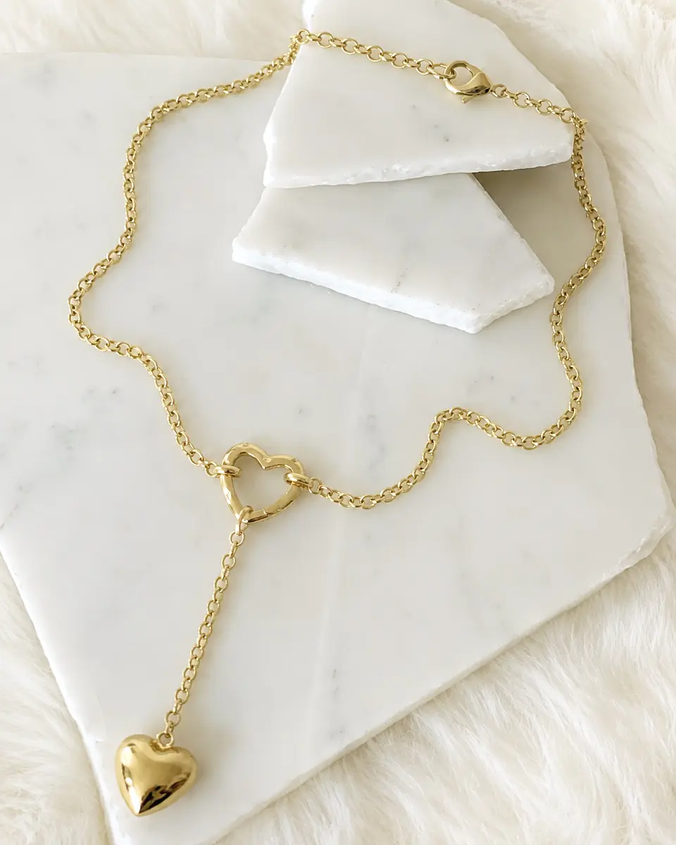 Collar Corazón Lariat con conector Gold  5