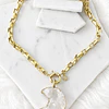 Collar Maxi Luna Cuarzo Cristal eslabones rectangulares  Gold