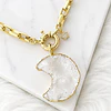 Collar Maxi Luna Cuarzo Cristal eslabones rectangulares  Gold