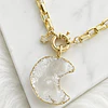 Collar Maxi Luna Cuarzo Cristal eslabones rectangulares  Gold