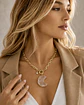 Collar Maxi Luna Cuarzo Cristal eslabones rectangulares  Gold - Miniatura 2
