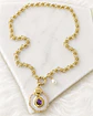 Collar Medallón Cuarzo con  Drusa de Amatista Gold - Miniatura 3