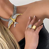 Maxi Choker Águila  Strass Silver Gold