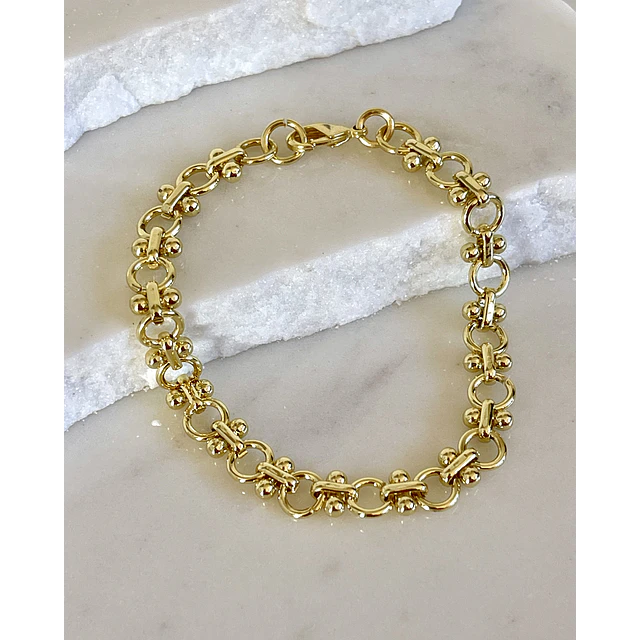Pulsera Sofía eslabones mixtos gold 