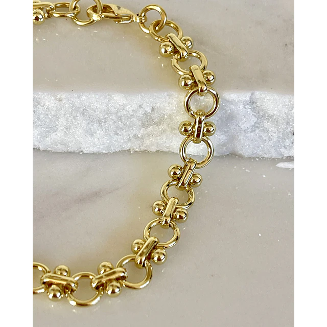 Pulsera Sofía eslabones mixtos gold 