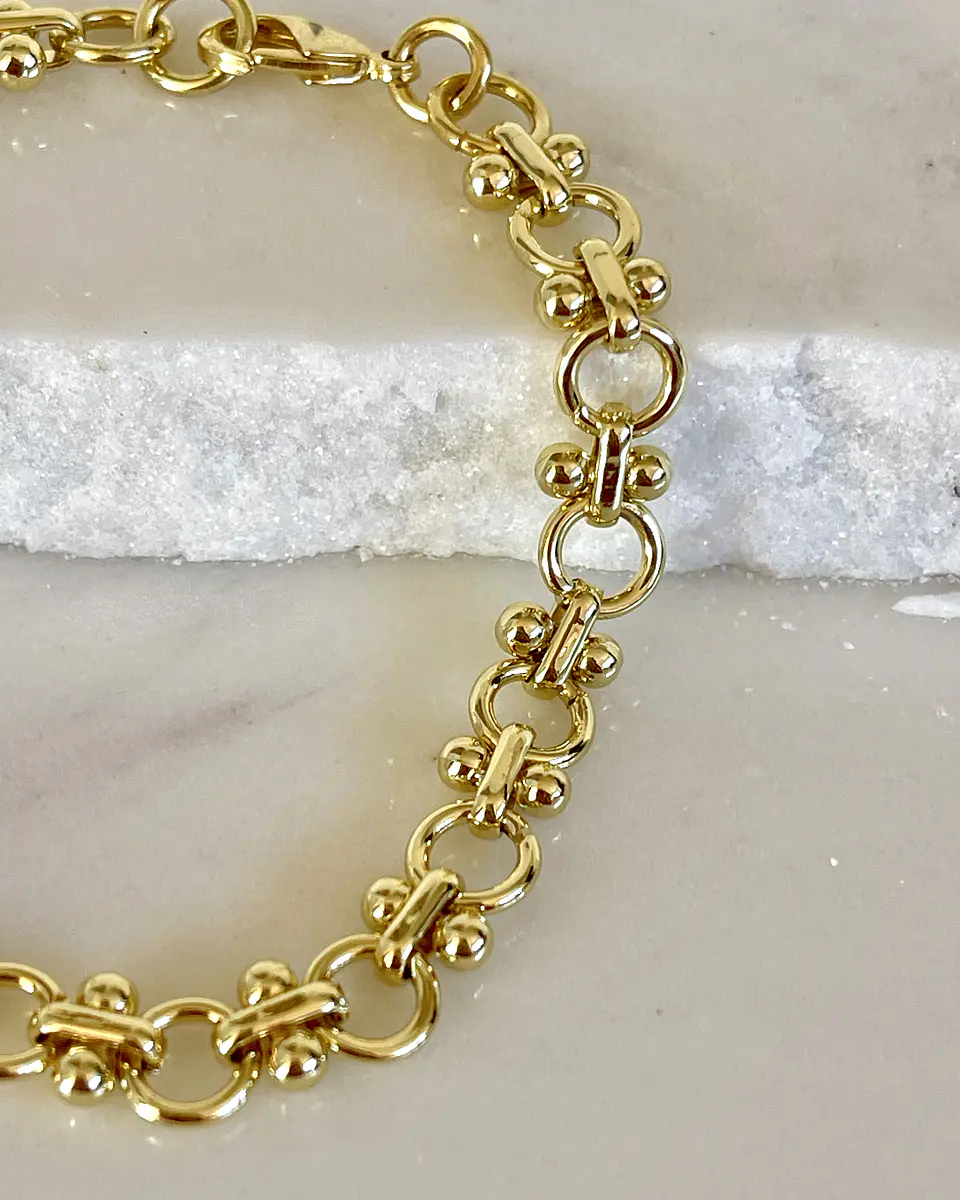 Pulsera Sofía eslabones mixtos gold  2