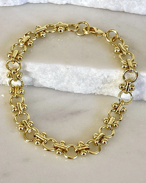 Pulsera Sofía eslabones mixtos gold 