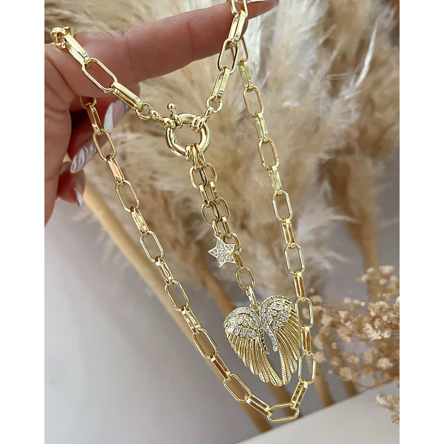 Collar Alas Circones y Estrella Gold
