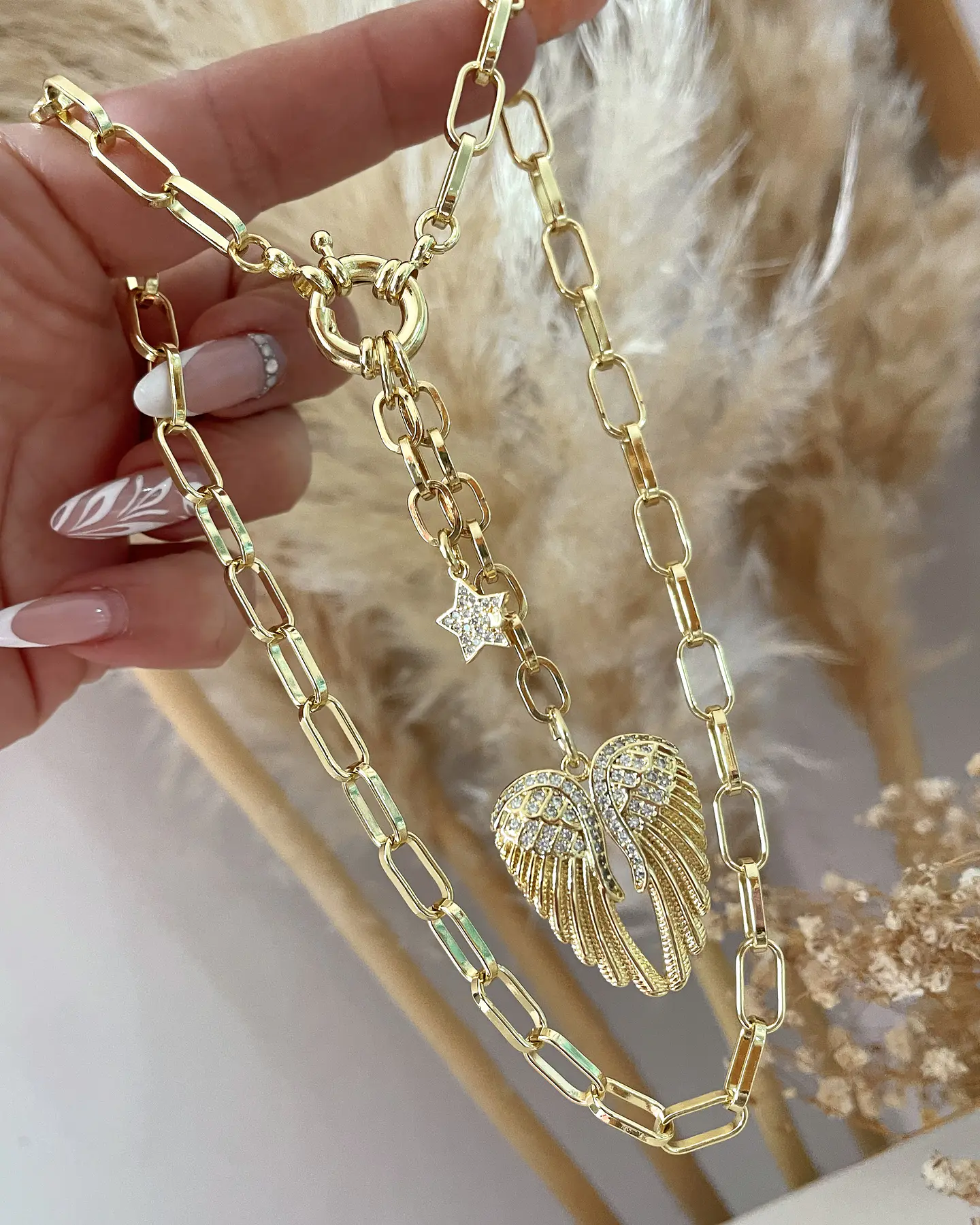 Collar Alas Circones y Estrella Gold 8