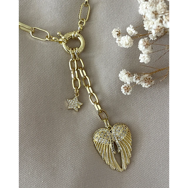 Collar Alas Circones y Estrella Gold