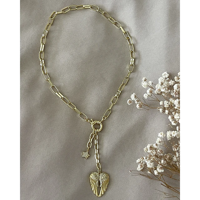 Collar Alas Circones y Estrella Gold