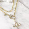 Collar XL Maxi Cruz Cristales  Broche Candado Gold