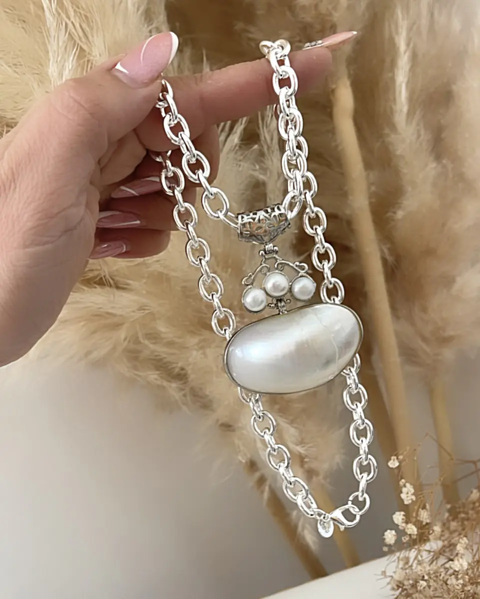 Collar Maxi dije Perlas Nácar Silver 4