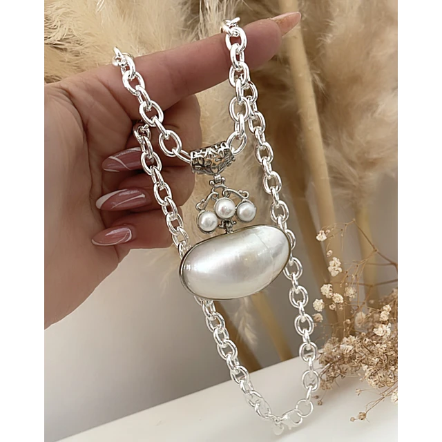 Collar Maxi dije Perlas Nácar Silver