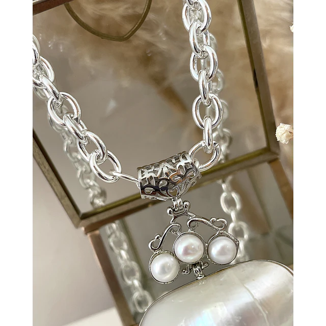 Collar Maxi dije Perlas Nácar Silver