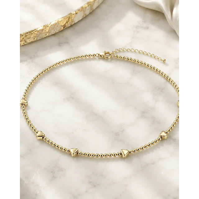 Collar Balines Corazones gold