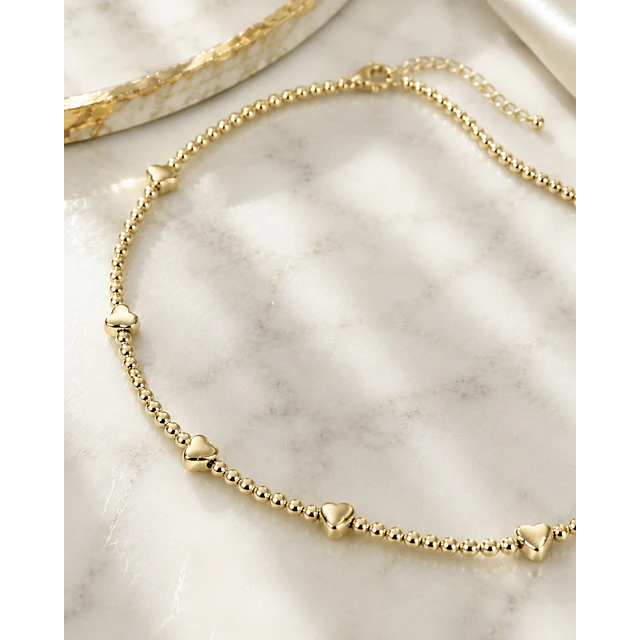 Collar Balines Corazones gold
