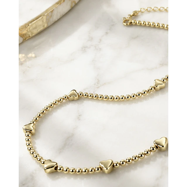 Collar Balines Corazones gold
