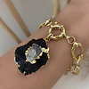 Pulsera Maxi Turnalina Cuarzo Eslabones Martillados Gold 