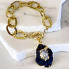 Pulsera Maxi Turnalina Cuarzo Eslabones Martillados Gold 
